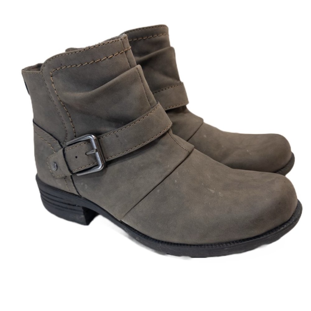 Earth Womens Size 8.5 Boot Paloma Taupe Ankle Bootie Faux Leather Buckle Shoe